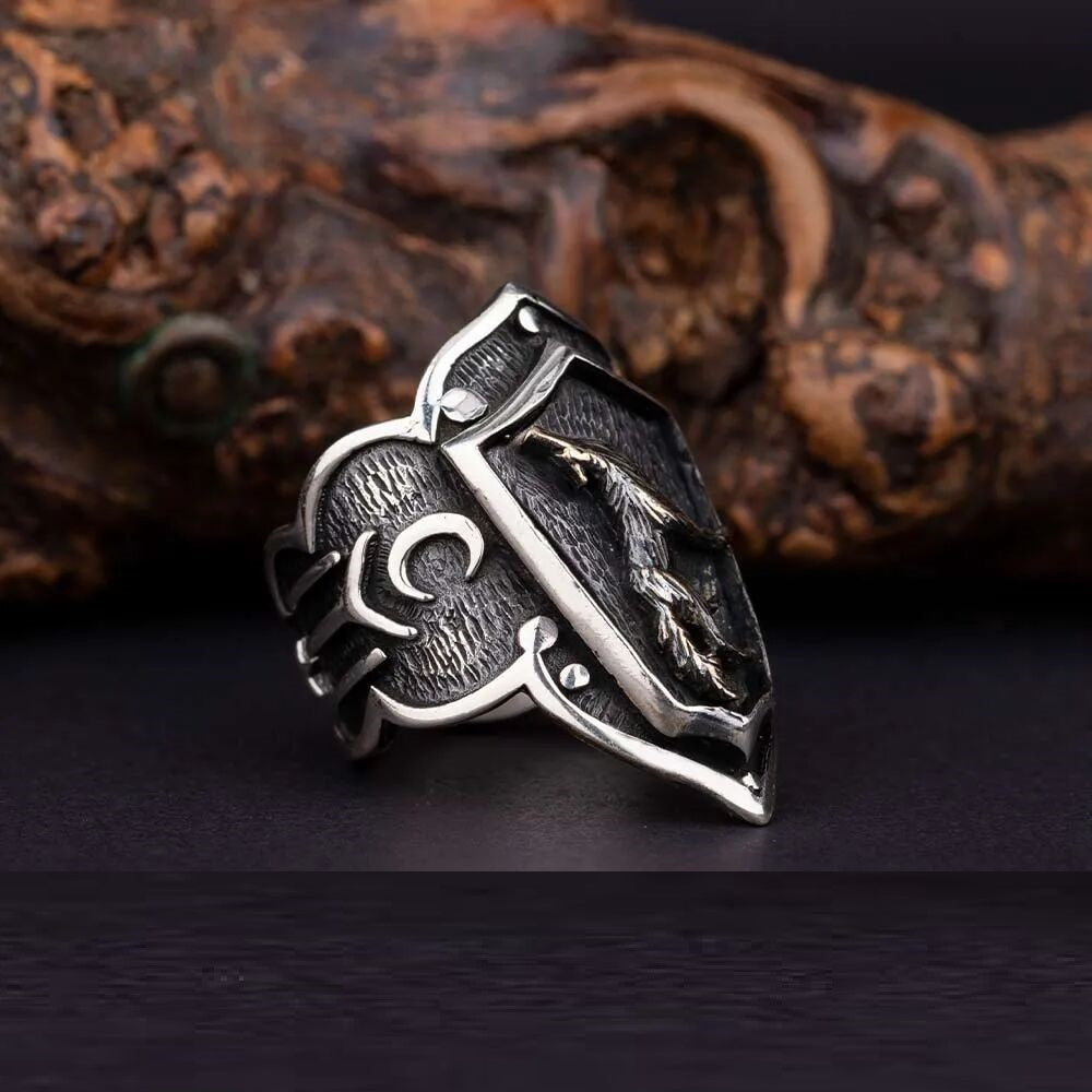 Heritage Collection Adjustable Thumb Ring With Howling Wolf