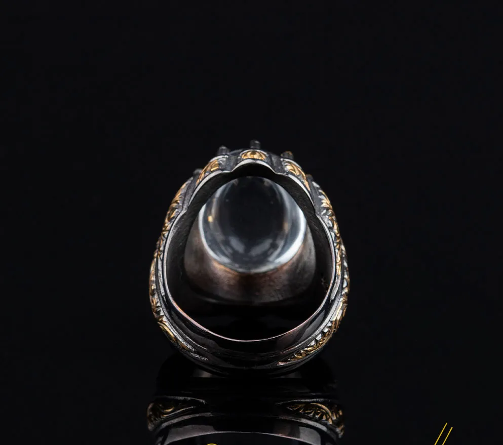 Masterpiece Collection Dur Al Najaf Oval Gold Plated Oxidized Ring