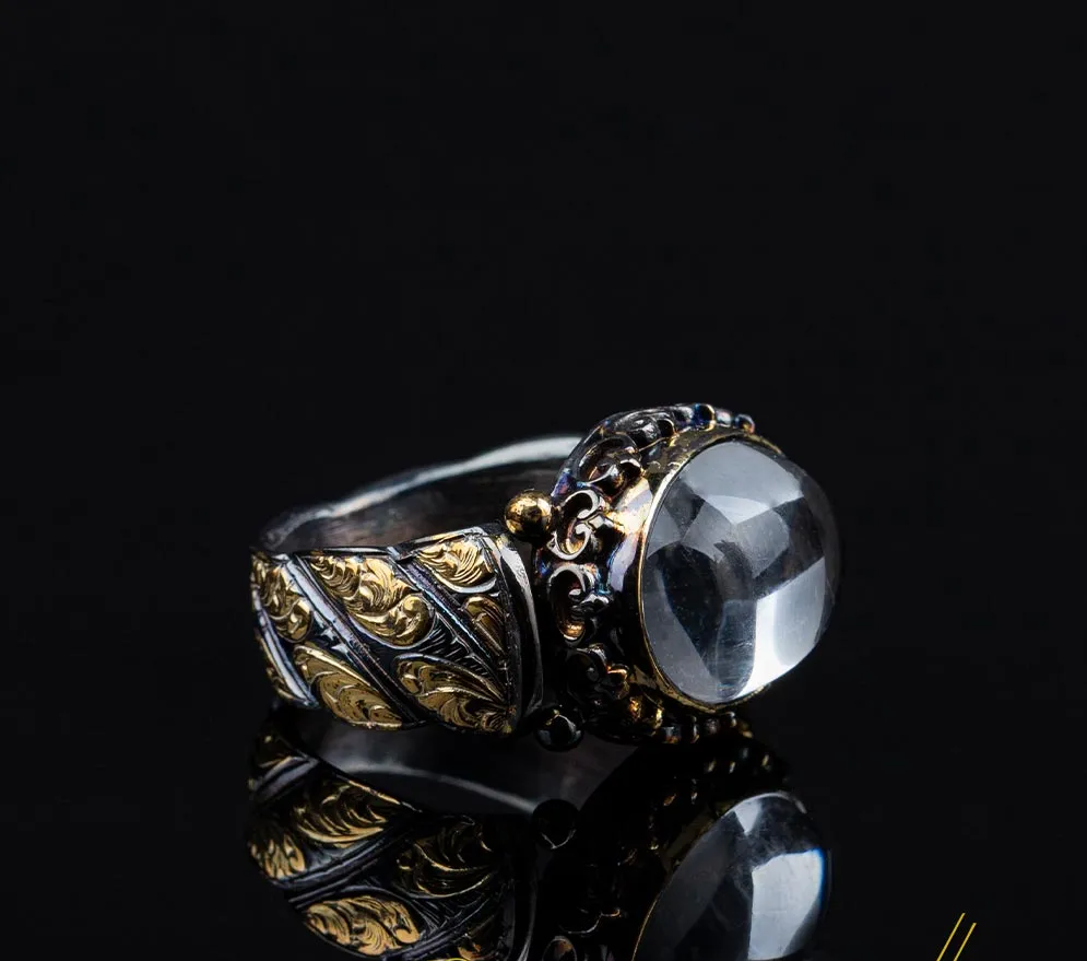 Masterpiece Collection Dur Al Najaf Elegant Gilded Oxidized Ring