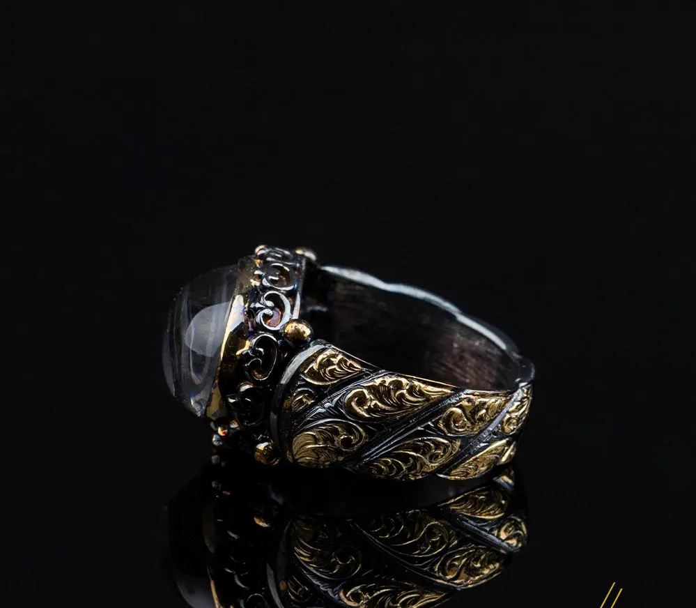 Masterpiece Collection Dur Al Najaf Elegant Gilded Oxidized Ring
