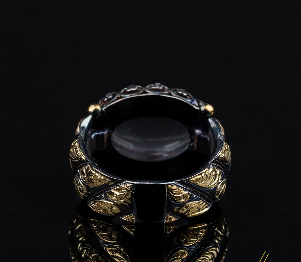Masterpiece Collection Dur Al Najaf Elegant Gilded Oxidized Ring