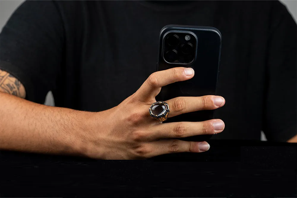 Masterpiece Collection Dur Al Najaf Gold Plated Oxidized Silver Ring