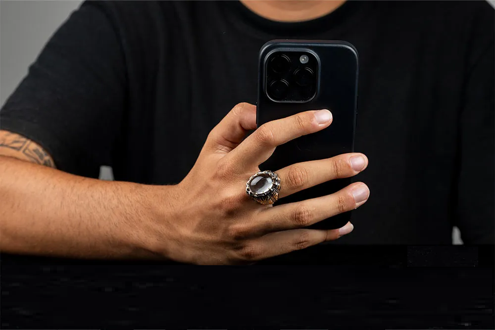 Masterpiece Collection Dur Al Najaf Oval Gold Plated Oxidized Ring