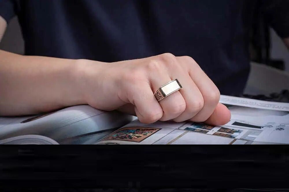 Hand Engraved Stoneless Plain Bronze & Silver Ring