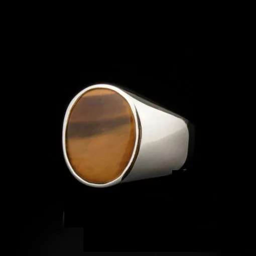 Plain Square Red Agate Modern Silver Ring