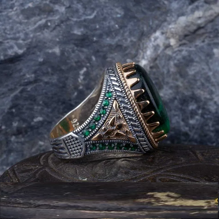 Royal Collection Green Tiger’s Eye Silver Ring No2