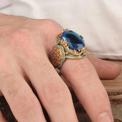 Elegant Design 925 Sterling Silver Aquamarine Mens Ring