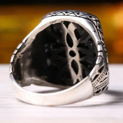Fresh 925 Sterling Silver Black Onyx Stone Mens Ring