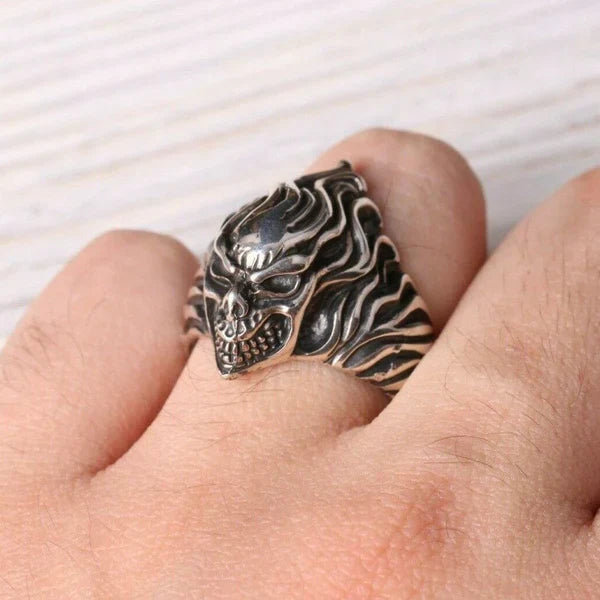 Handmade 925 Sterling Silver Skull No Stone Mens Ring