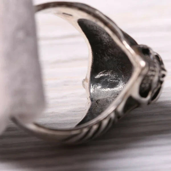 Handmade 925 Sterling Silver Skull No Stone Mens Ring