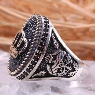 King Eagle Onyx Stone 925 Sterling Silver Handmade Black Mens Ring