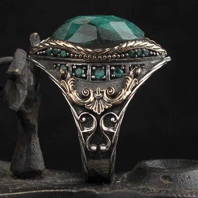 Natural Emerald Stone 925 Sterling Nice Mens Ring