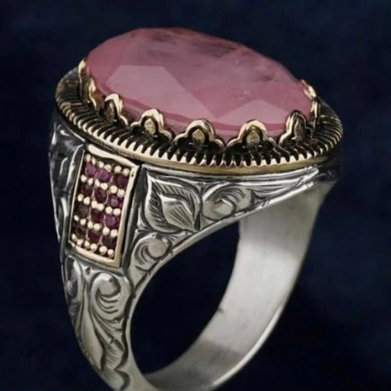 Pink Paraiba Tourmaline Stone 925 Sterling Silver Mens Ring