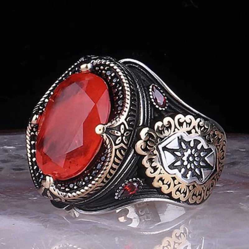 Star Style 925 Sterling Silver Elegant Citrine Stone Mens Ring