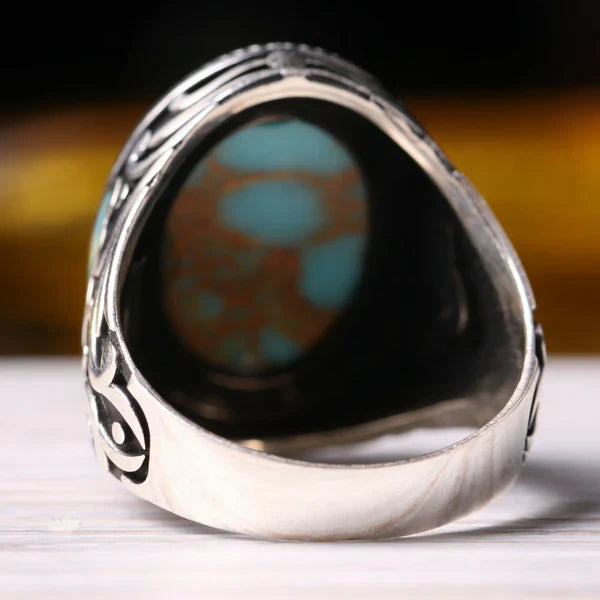 Turkish Jewelry 925 Sterling Silver Nice Turquoise Stone Mens Ring